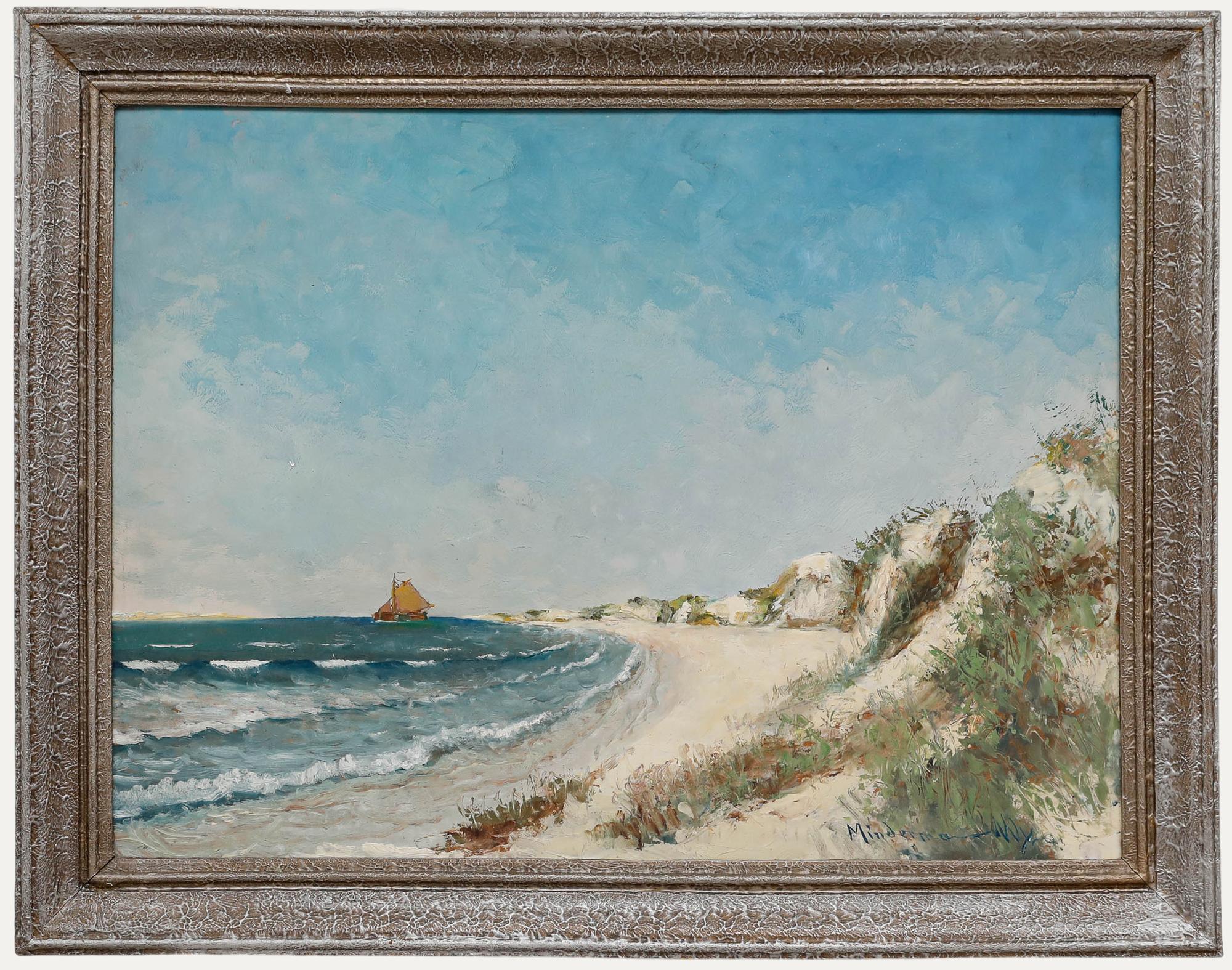 Figurative Painting de Unknown - Heinz Mindermann - Óleo del siglo XX, La costa de Norderney