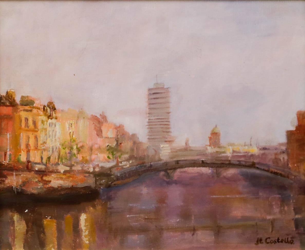 Helen Costello - Olio contemporaneo, fiume Liffey - Painting di Unknown
