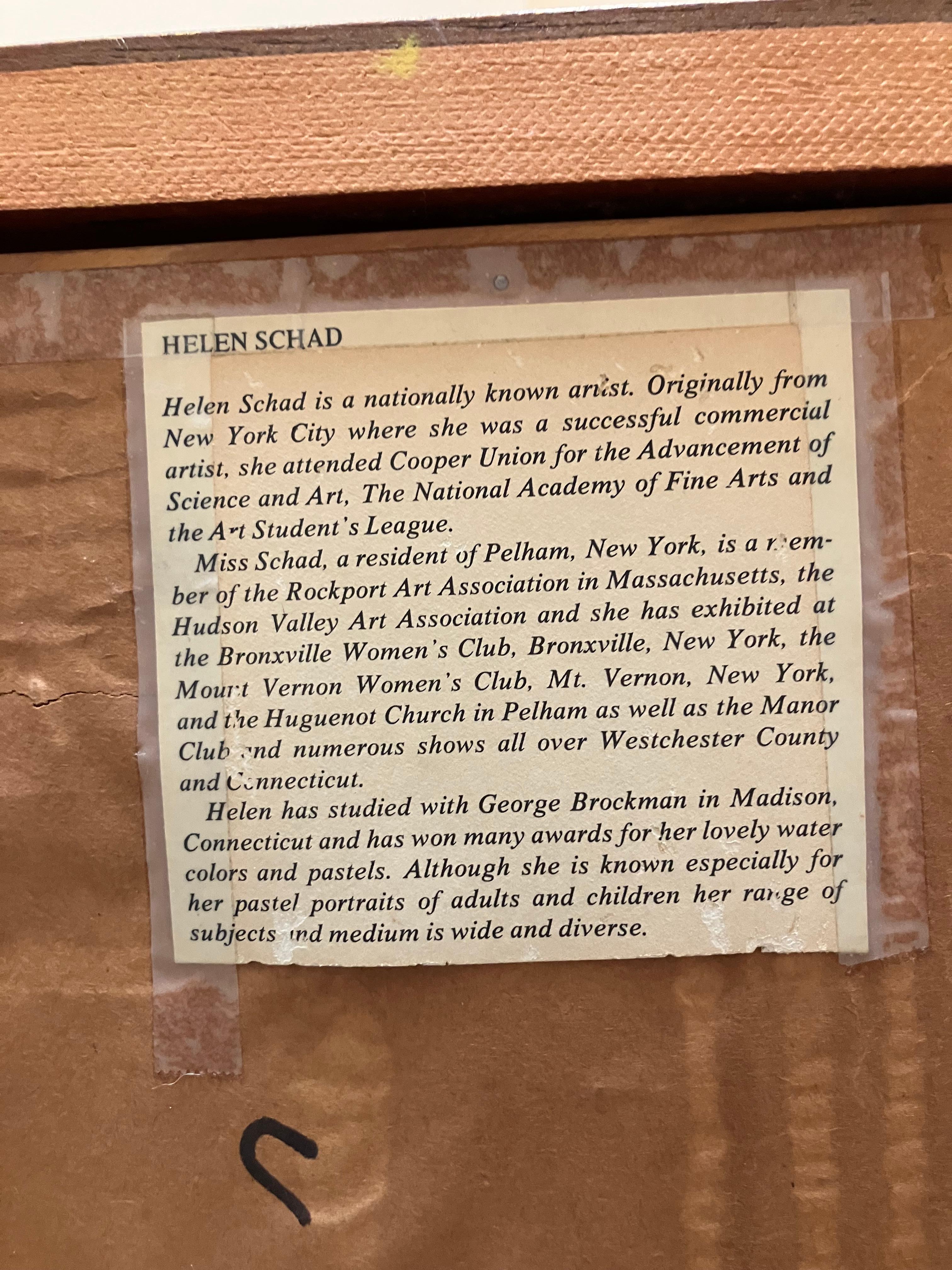 Dies ist das schönste Katzenbild, das wir in unserer Sammlung haben. Helen Schad war eine amerikanische Künstlerin, die an der National Academy of Art und an der Art Student League in New York City studierte. Sie war Mitglied der Rockport Art