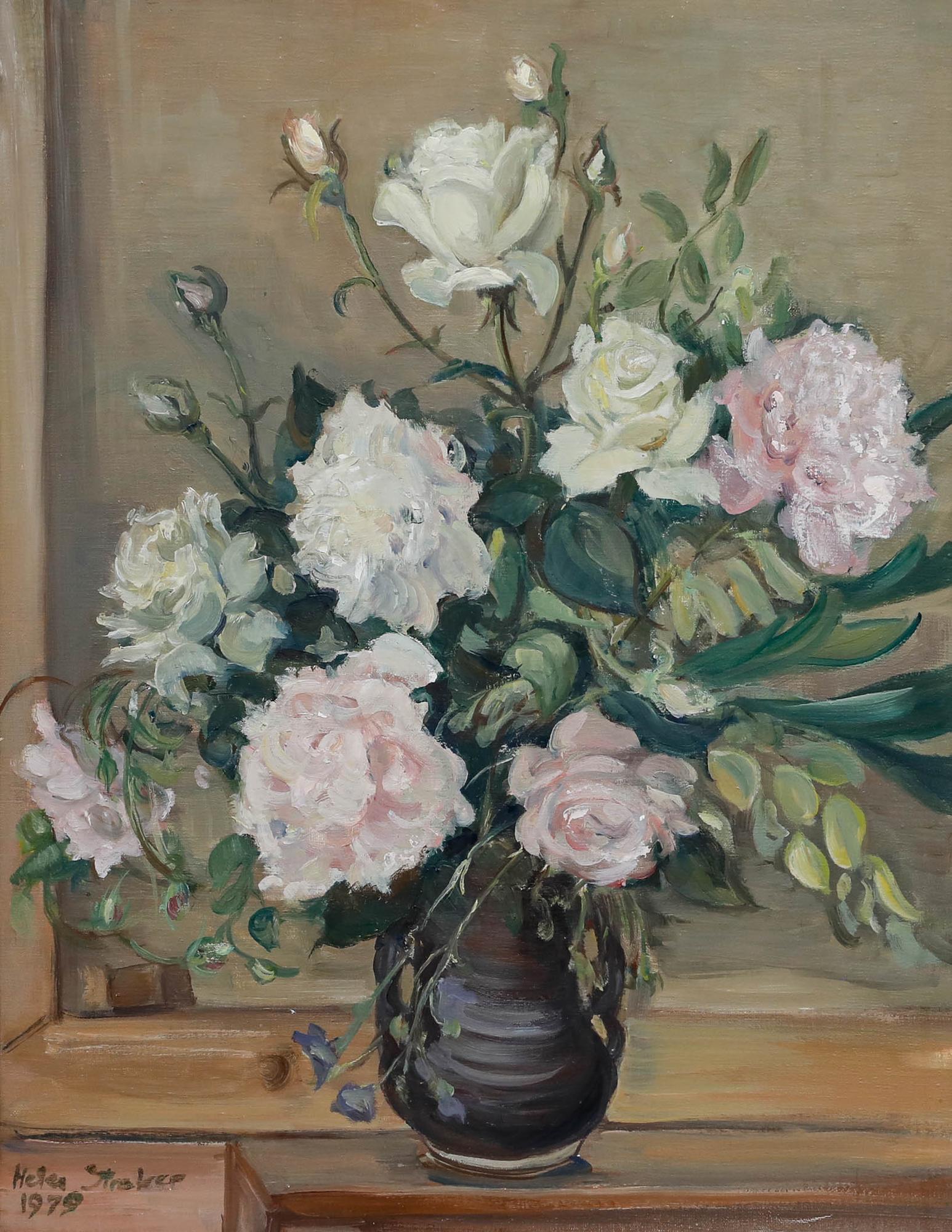 Helen Straker  - 1979 Öl, Eine Studie über Rosen – Painting von Unknown