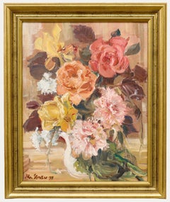 Helen Straker - Framed 20th Century Oil, A Vase of Roses