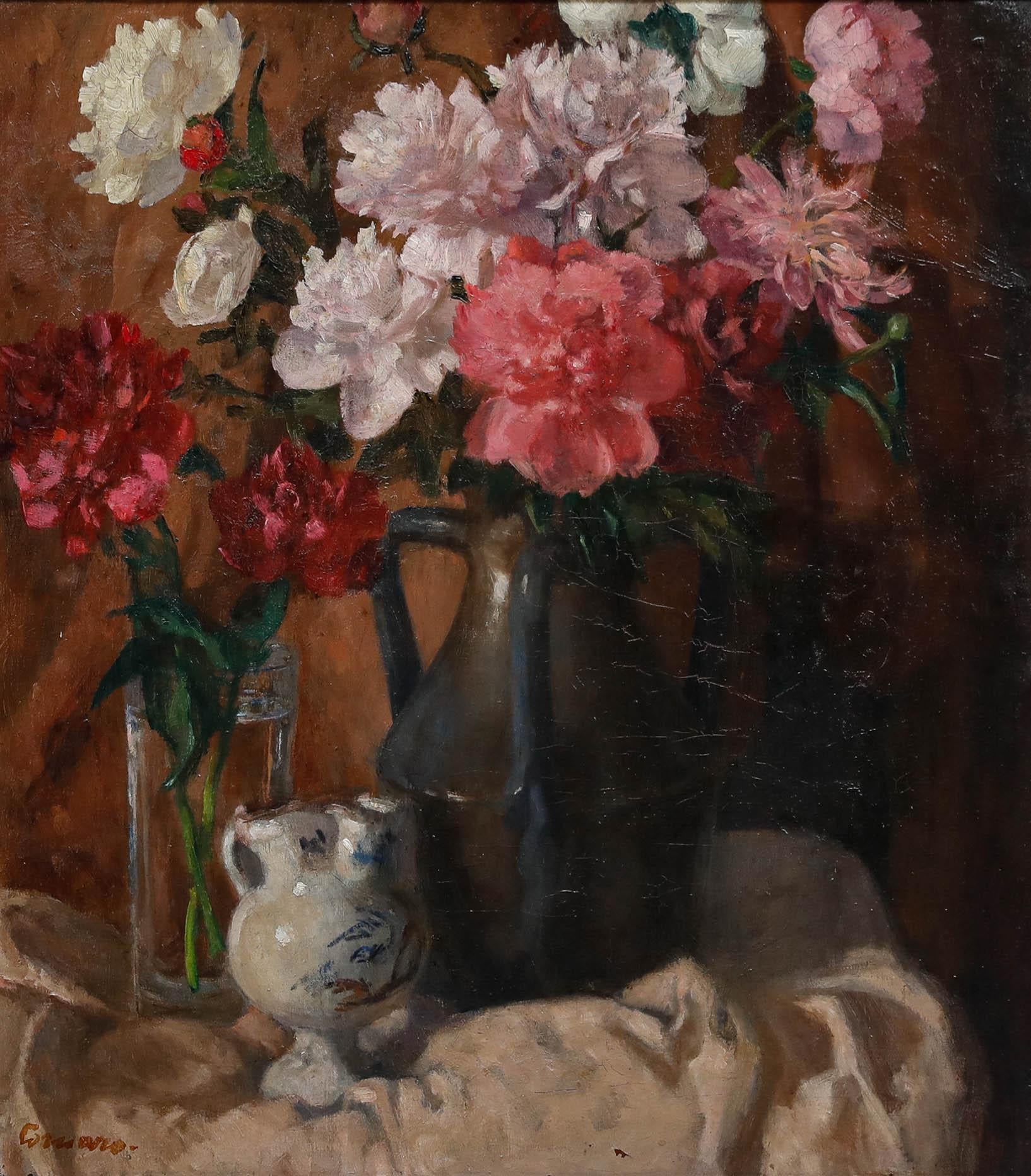 Helene Cornaro (1871-1965) - Anfang 20. Jahrhundert Öl, Stillleben mit Nelken – Painting von Unknown