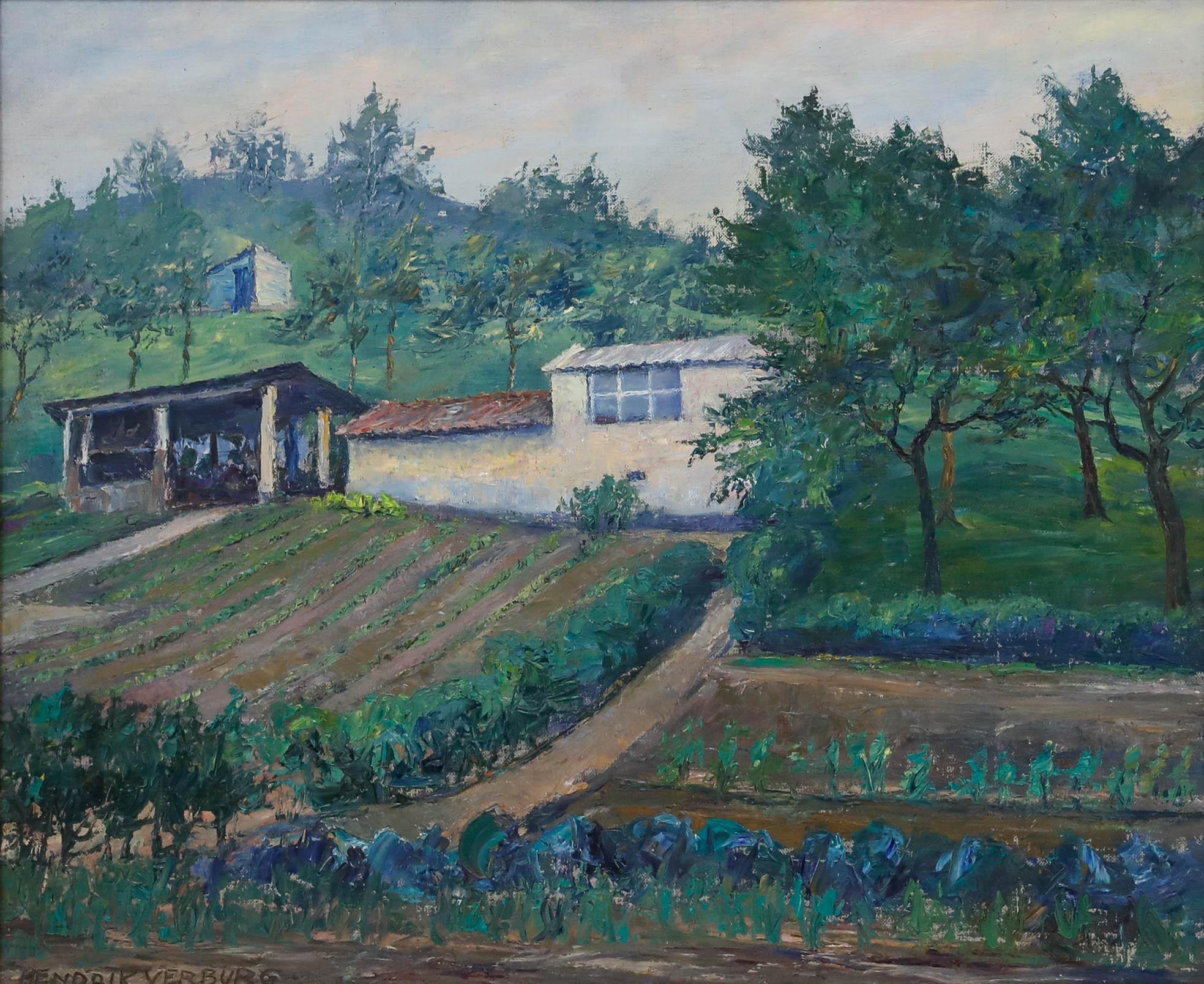 Hendrik Verburg (1895-1973) - Mitte 20. Jahrhundert Öl, Der Gemüsegarten – Painting von Unknown