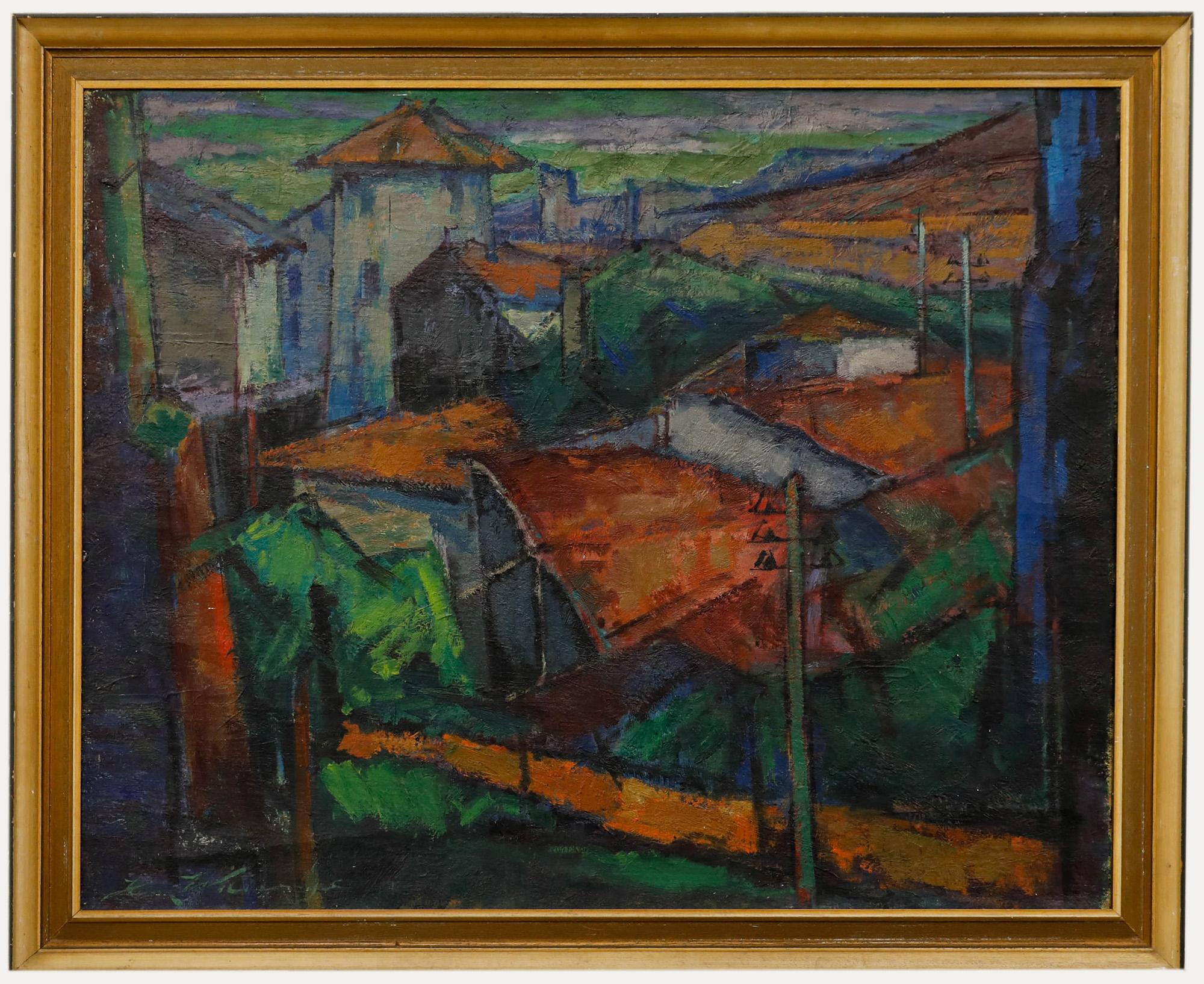 Unknown Landscape Painting - Henk Willemse (1915-1980) - 1950 Oil, L'Arbresle, France