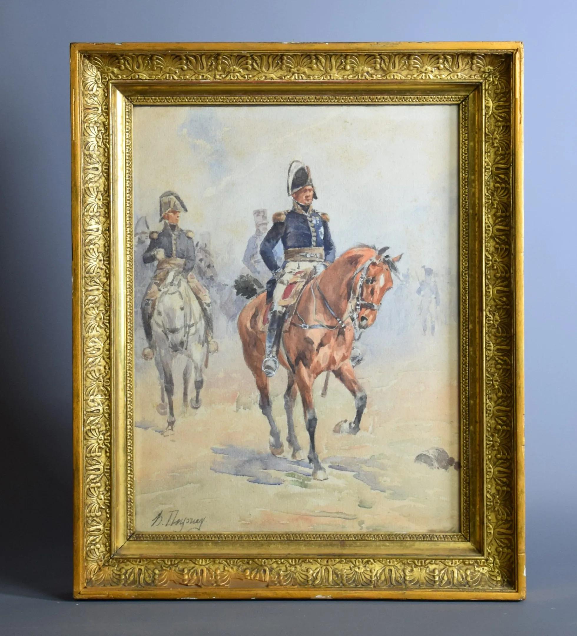 Unknown Portrait Painting - Henri Louis DUPRAY (1841-1909) "Officiers à cheval"