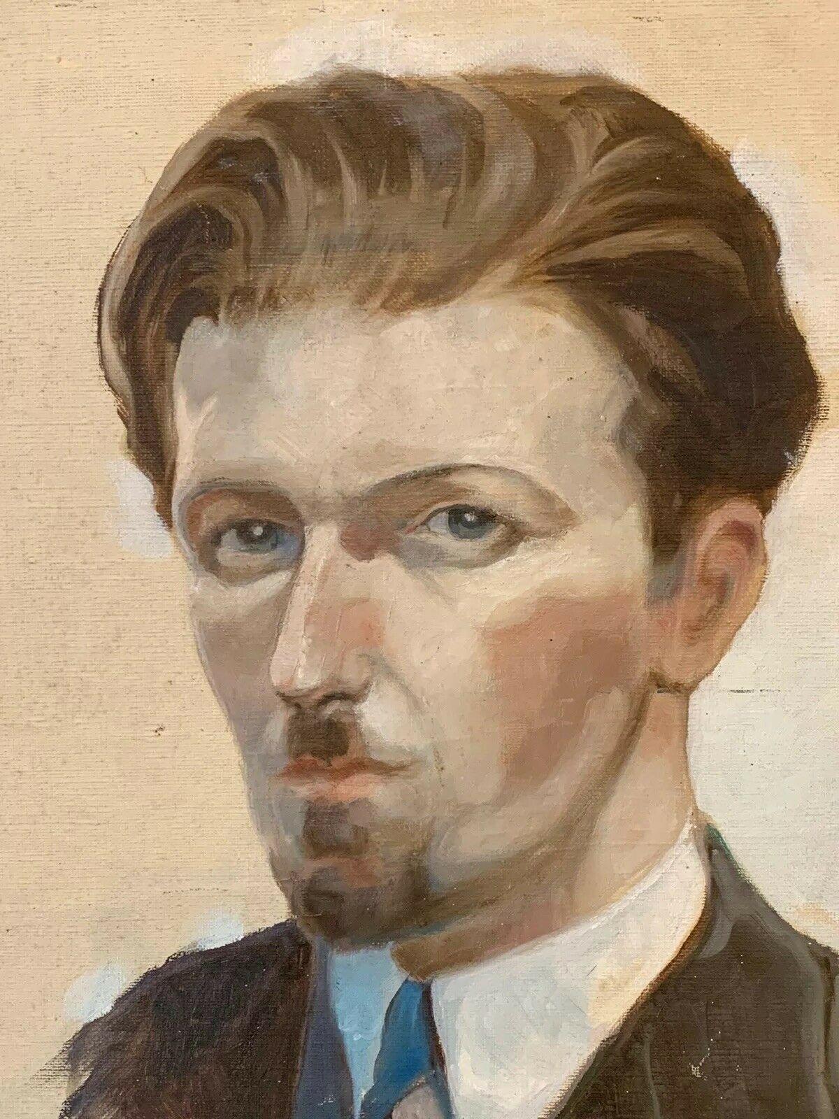 Portrait of a Man
by Henri Miloch (1898-1979)
signed and dated lower left 1934
oil painting on unstretched canvas, unframed

Canvas: 19 x 16 inches

Very decorative 1930's oil painting on canvas by Henri Miloch (1898-1979) depicting this sketchy