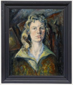 Henry  - 20th Century Oil, Portrait of A Woman in A Red Coat