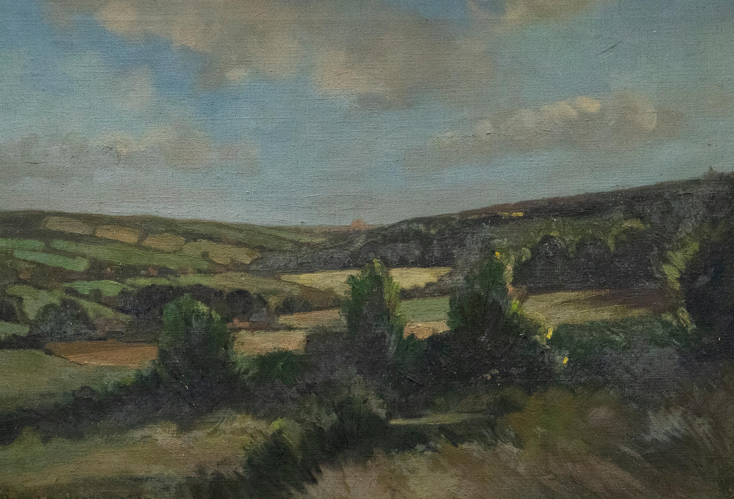 Henry Alfred Harris - Olio del 1934, Vista sui campi estivi - Painting di Unknown