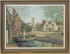 Vintage Henry E. Foster (1921-2010) - 1969 Oil, The Watersplash, Kersey, Suffolk