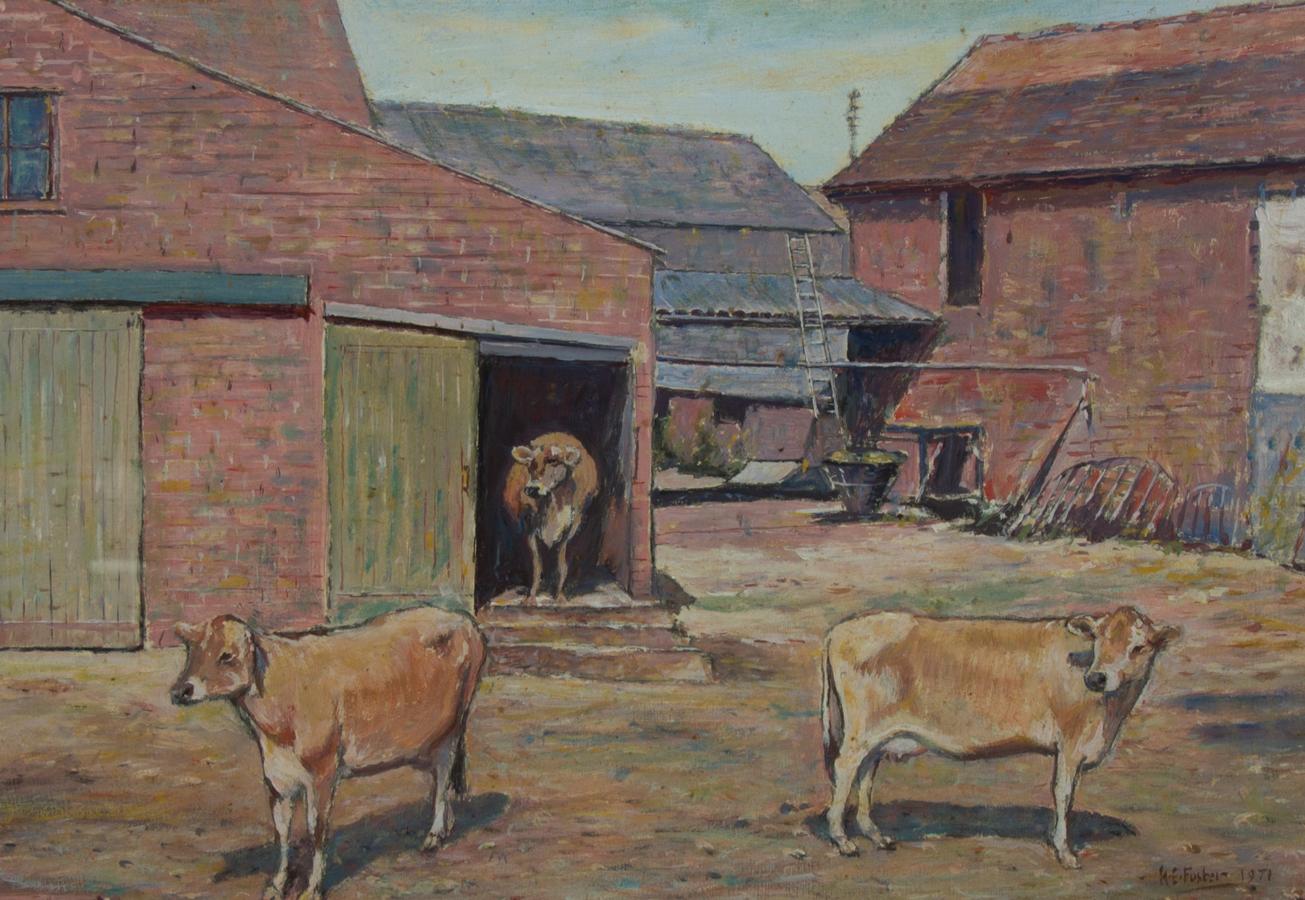 Henry E. Foster (1921-2010) - 1971 Oil, Jersey Cows at Tardibridge Farm - Painting by Unknown