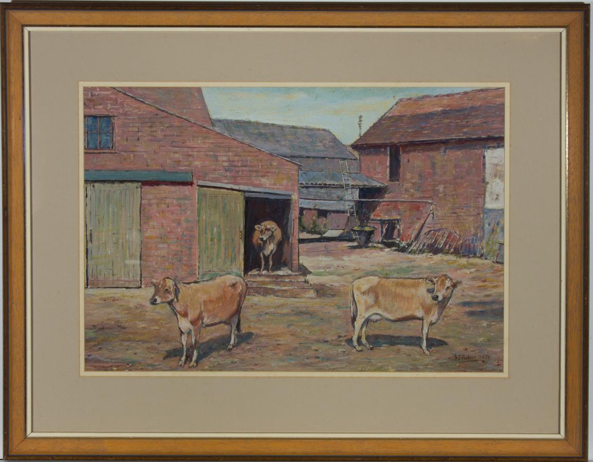 Unknown Landscape Painting - Henry E. Foster (1921-2010) - 1971 Oil, Jersey Cows at Tardibridge Farm