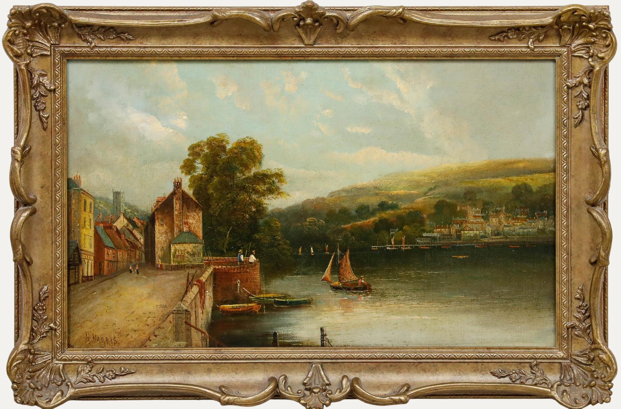 Unknown Landscape Painting - Henry Hotham Harris (c.1805-1865) - Late 19th Century Oil, Dartmouth Harbour