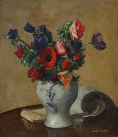 Henry Marvell Carr RA (1894-1970) - 1946 Oil, Still Life of Anemones in a Vase