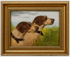 Henry Percy - Olio del 20th Century incorniciato, Due cani da caccia in un paesaggio
