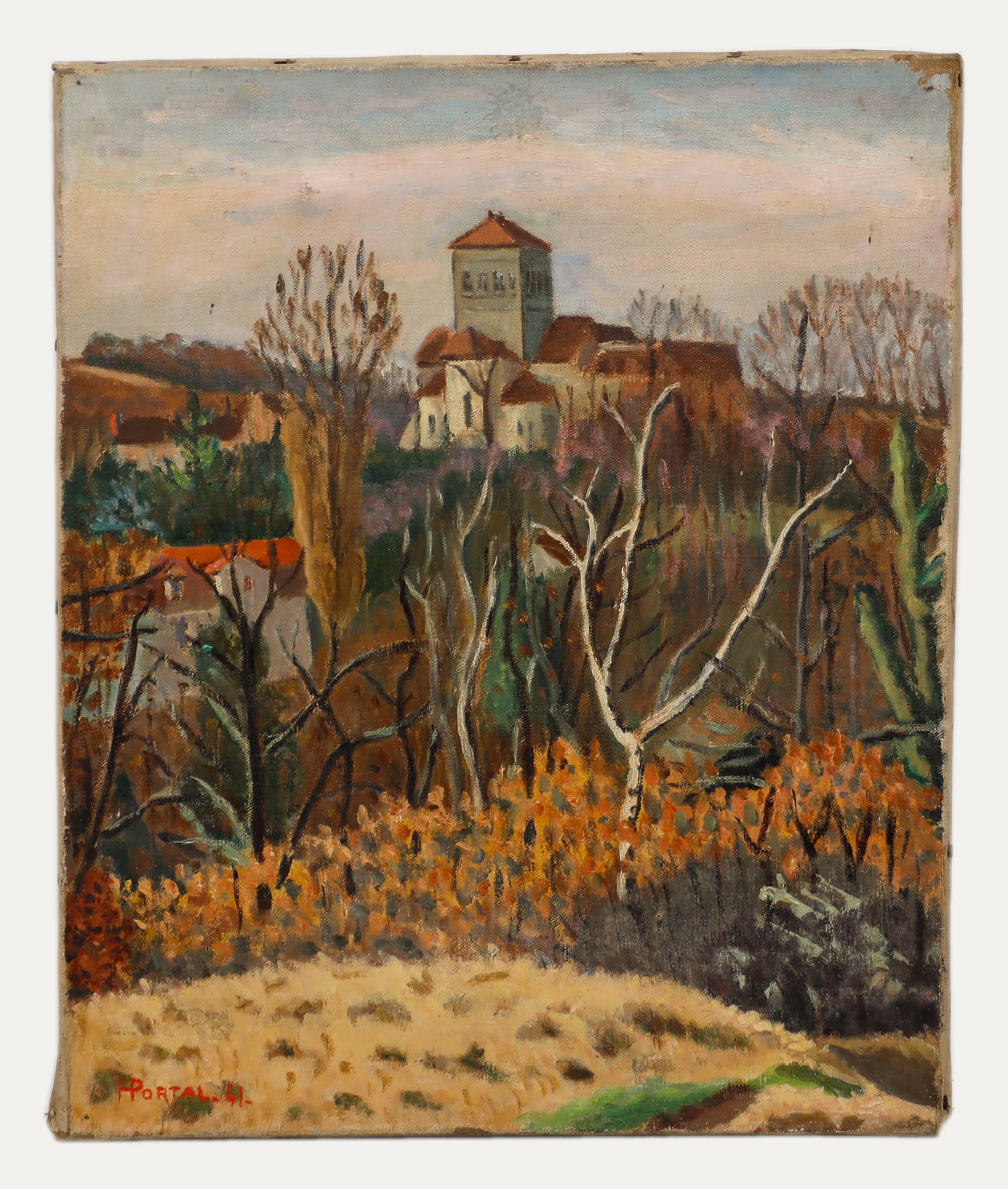 Henry Portal (1890-1982) - 1941, huile, paysage d'automne - Painting de Unknown