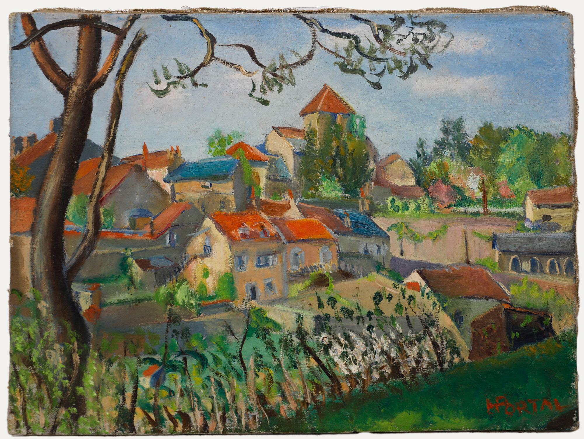 Henry Portal (1890-1982) - 1946 Öl, Der Glockenturm – Painting von Unknown