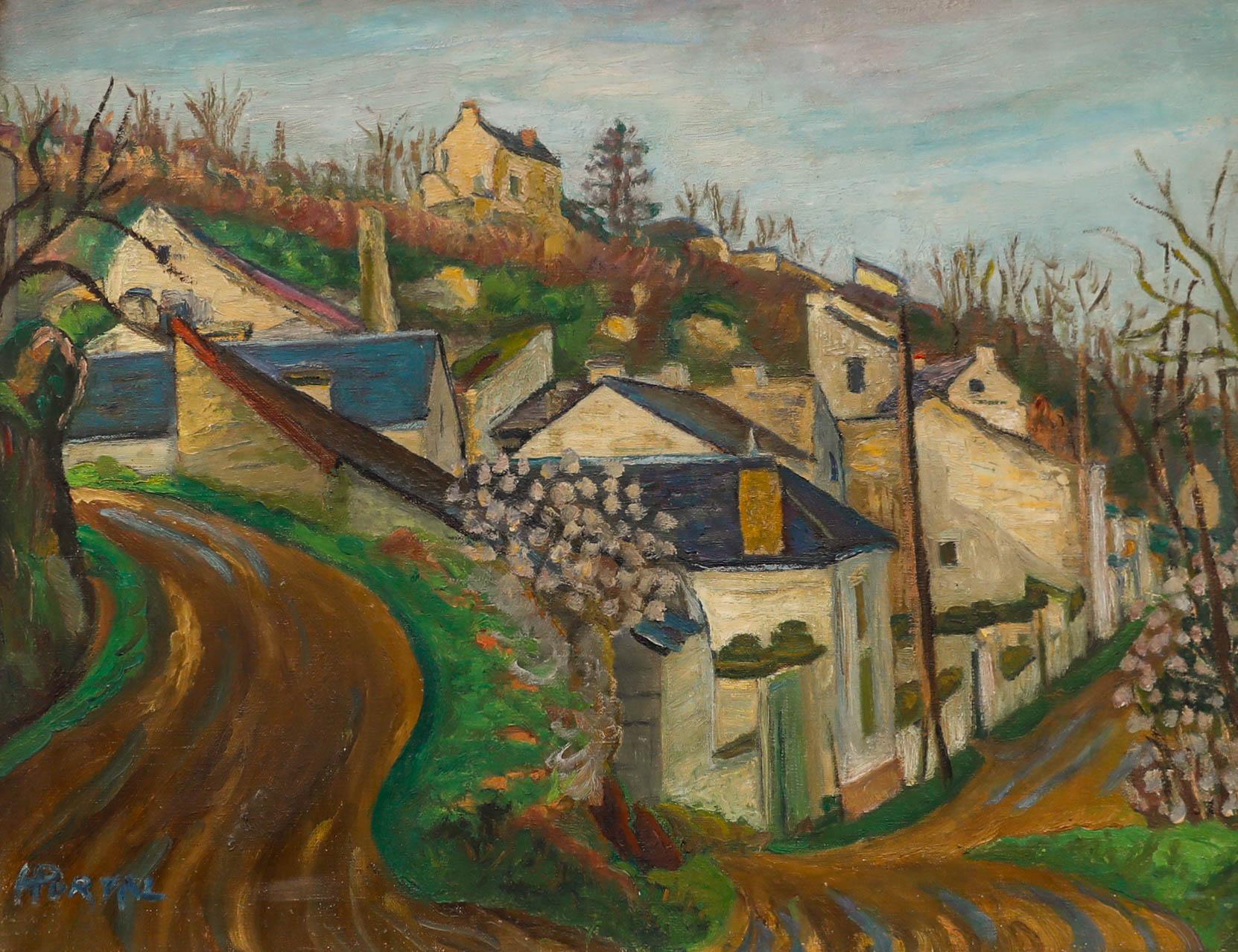 Henry Portal (1890-1982) - Olio della metà del XX secolo, Villaggio di Hillside - Painting di Unknown