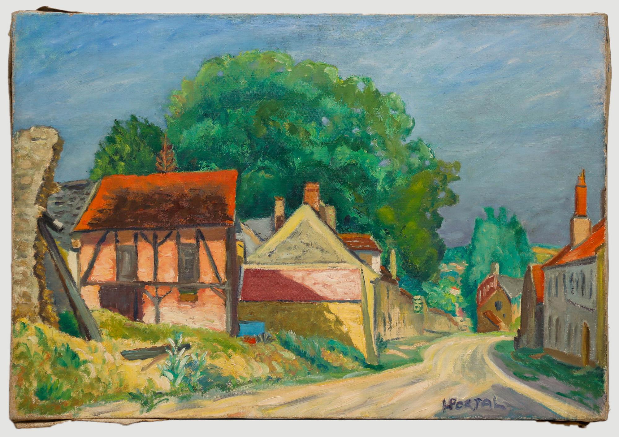 Unknown Landscape Painting - Henry Portal (1890-1982) - Mid 20th Century Oil, The Village Road