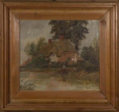Henry Yeend King – signiertes und gerahmtes Ölgemälde, Tudor Cottage, 19. Jahrhundert