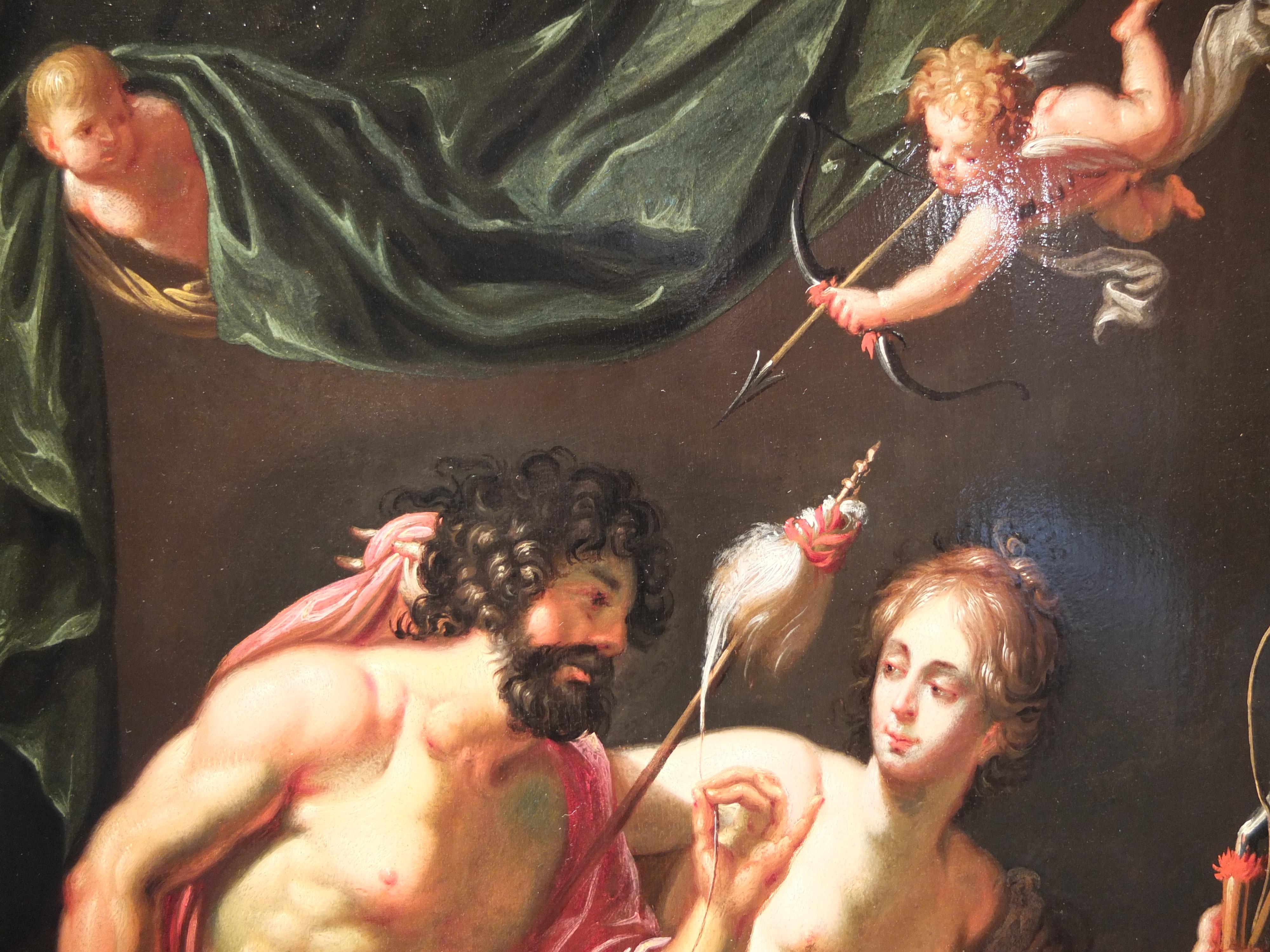 Herkules und Omphale, Malerei alter Meister, Manierismus, Barock, Mythologie, Prag im Angebot 10
