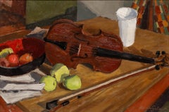 Herdis Gelardi - Mid 20th Century Oil, Still Life with Violin