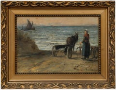 Herman van den Berghe - Framed Early 20th Century Oil, Loading the Cart