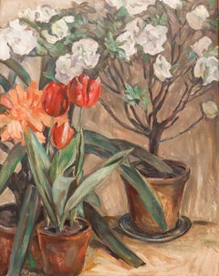Hermann Fitger (1891-1986) - c.1935 Oil, Red Tulips and Azalea