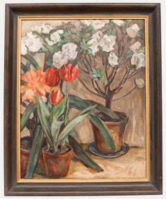 Hermann Fitger (1891-1986) - c.1935 Olio, Tulipani rossi e azalee