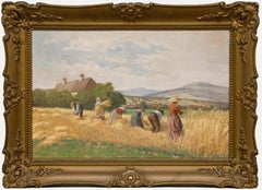 Hermann Reisz (1865-1920) - Early 20th Century Oil, Gathering the Harvest