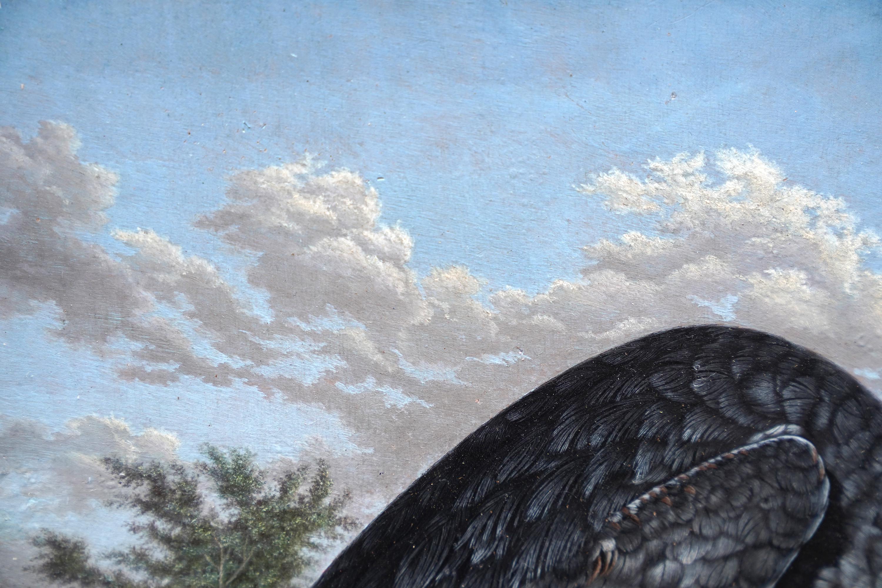 Heron by Water's Edge - Anglo-Indian 19th century bird art oil painting For Sale 7