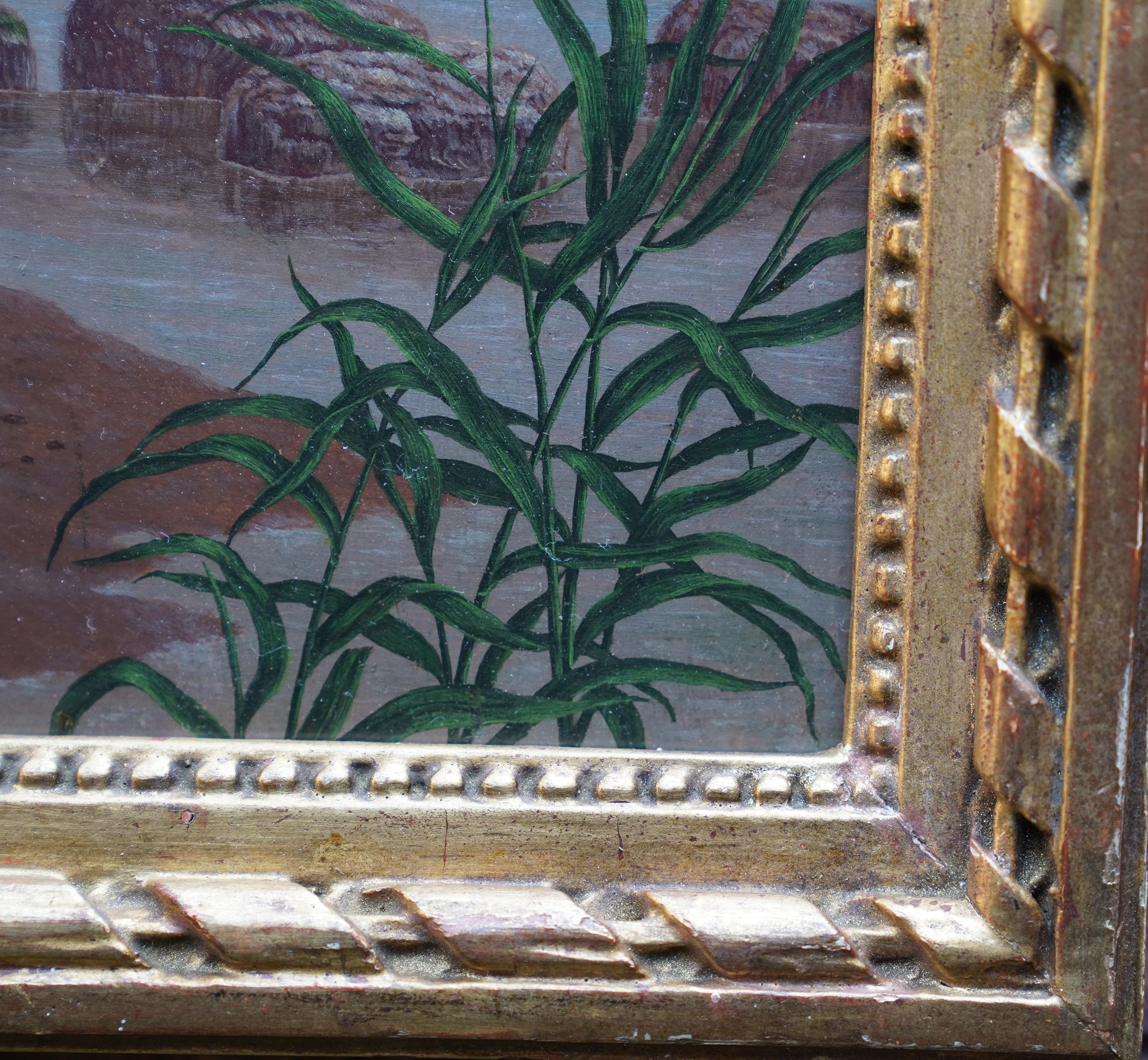 Heron by Water's Edge - Anglo-Indian 19th century bird art oil painting For Sale 8