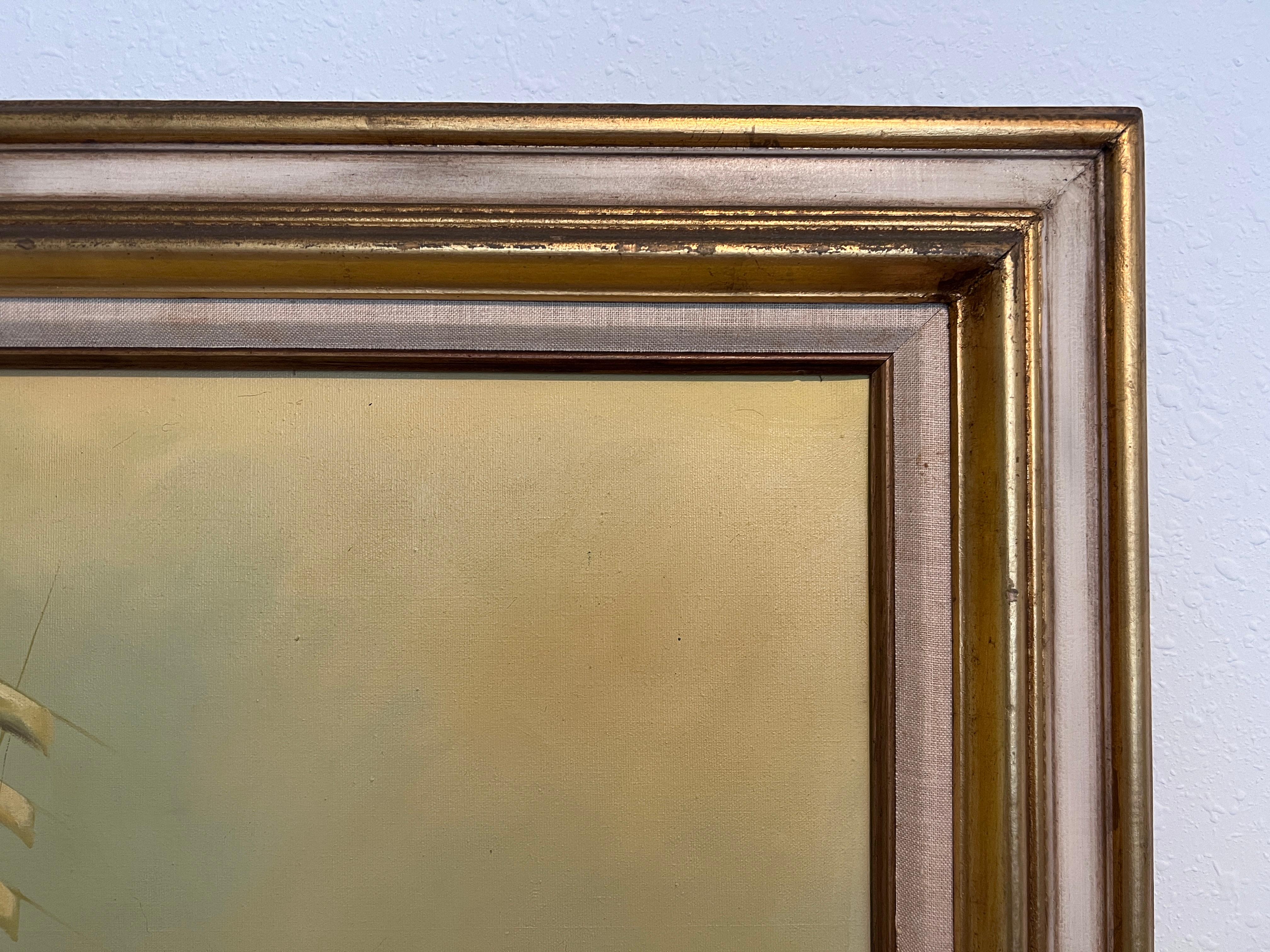 Originales Ölgemälde auf Leinwand von Heston  Große gerahmte Segelschiff- Meereslandschaftskunst-Kunst im Angebot 1