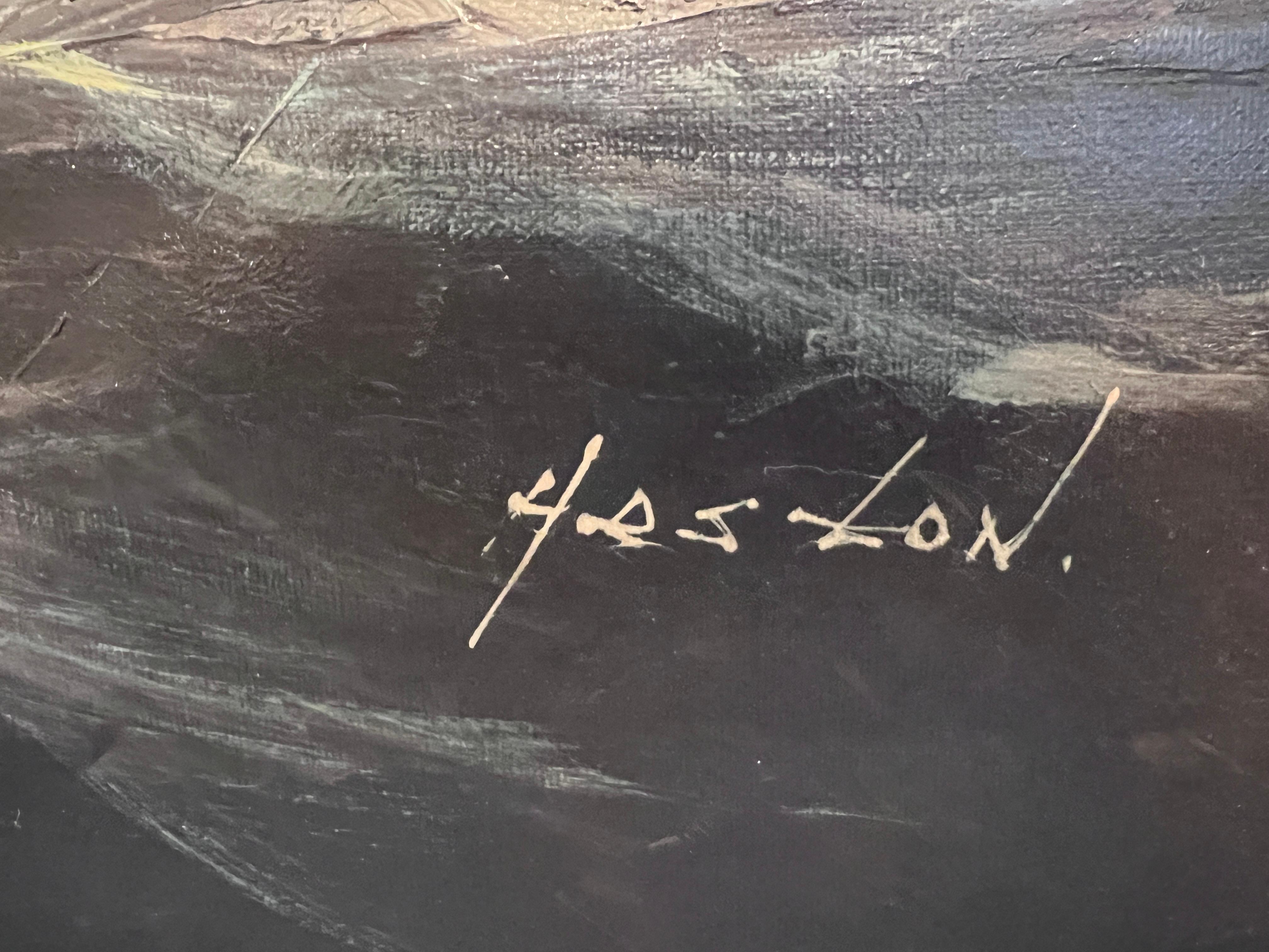 Originales Ölgemälde auf Leinwand von Heston  Große gerahmte Segelschiff- Meereslandschaftskunst-Kunst im Angebot 3