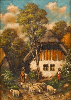 Heuberger - Framed Late 19th Century Oil, Meeting the Shepherd
