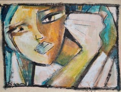 Ritratti nascosti XXXI, acrilico moderno su tela, incorniciato, anni ’80 circa