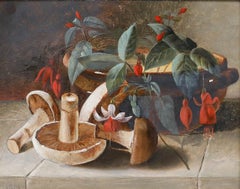 Higham - Framed Early 20th Century Oil, Fuchsia and Mushrooms