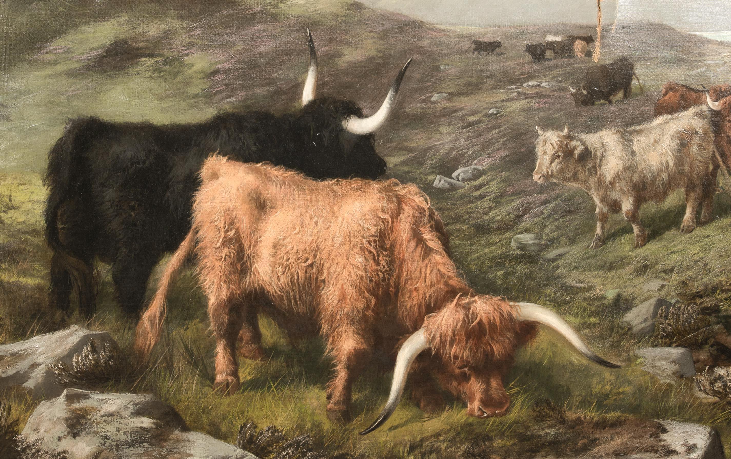 Bovins des Highlands, 19e siècle  par E R Breach (19ème siècle, écossais)   en vente 2