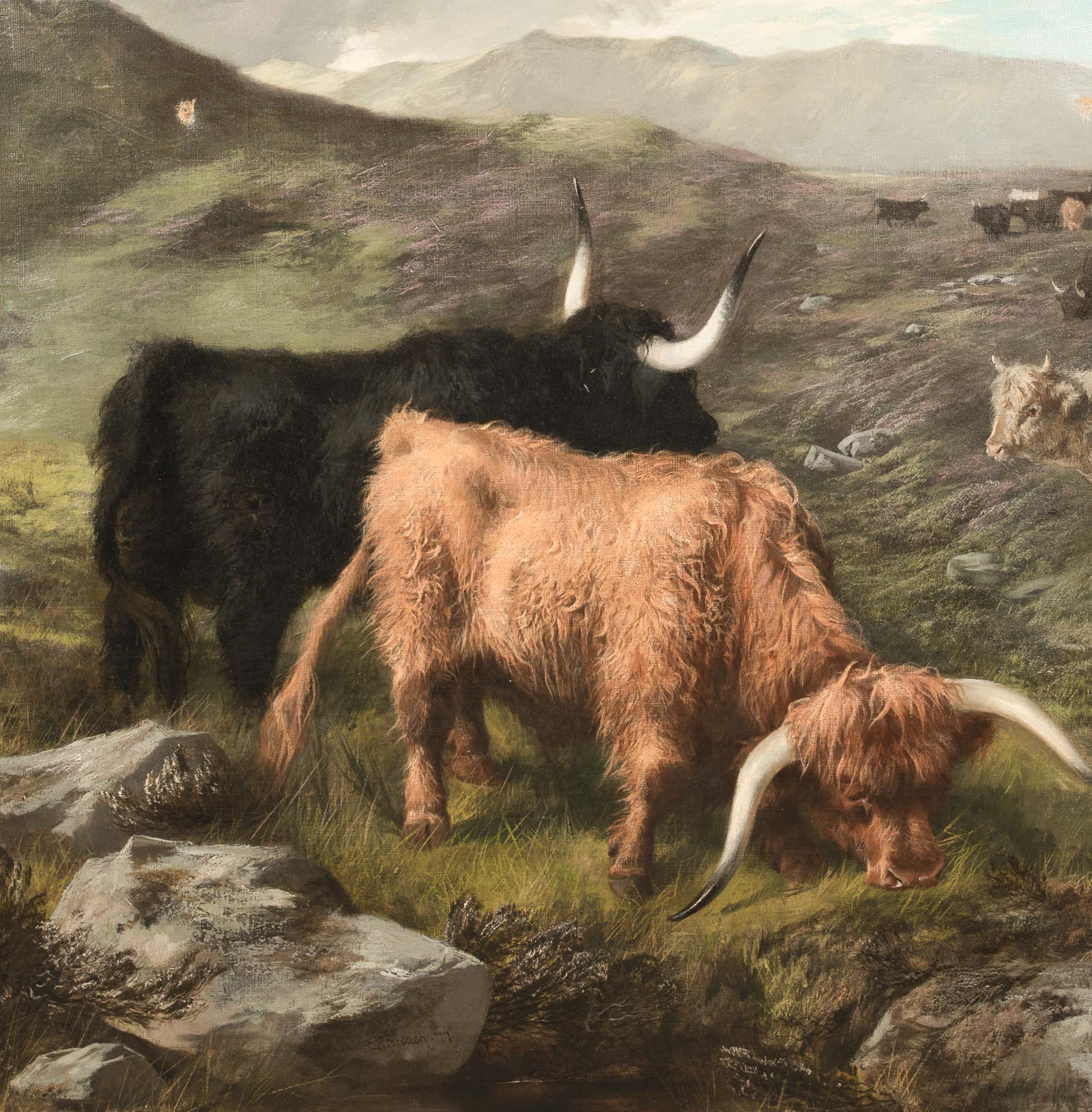 Highland Cattle, 19th Century  by E R Breach (19th Century, Scottish)   For Sale 4