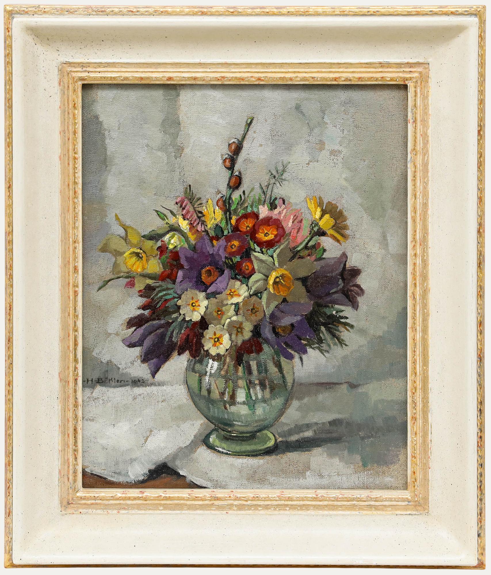 Hilde Böklen (1897-1987) - Gerahmtes Öl aus der Mitte des 20. Jahrhunderts, Frühlingsstrauß