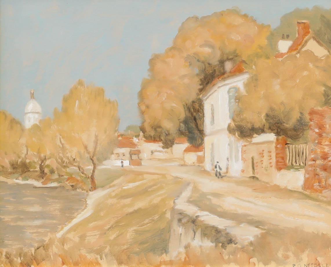 hilip Gregory Needell (1886-1974) - Öl, Kontinentale Dorfszene – Painting von Unknown