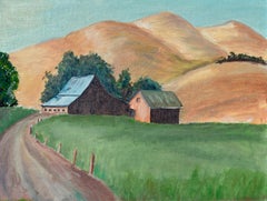 Hillside Farmhouse - Mid Century Landscape 