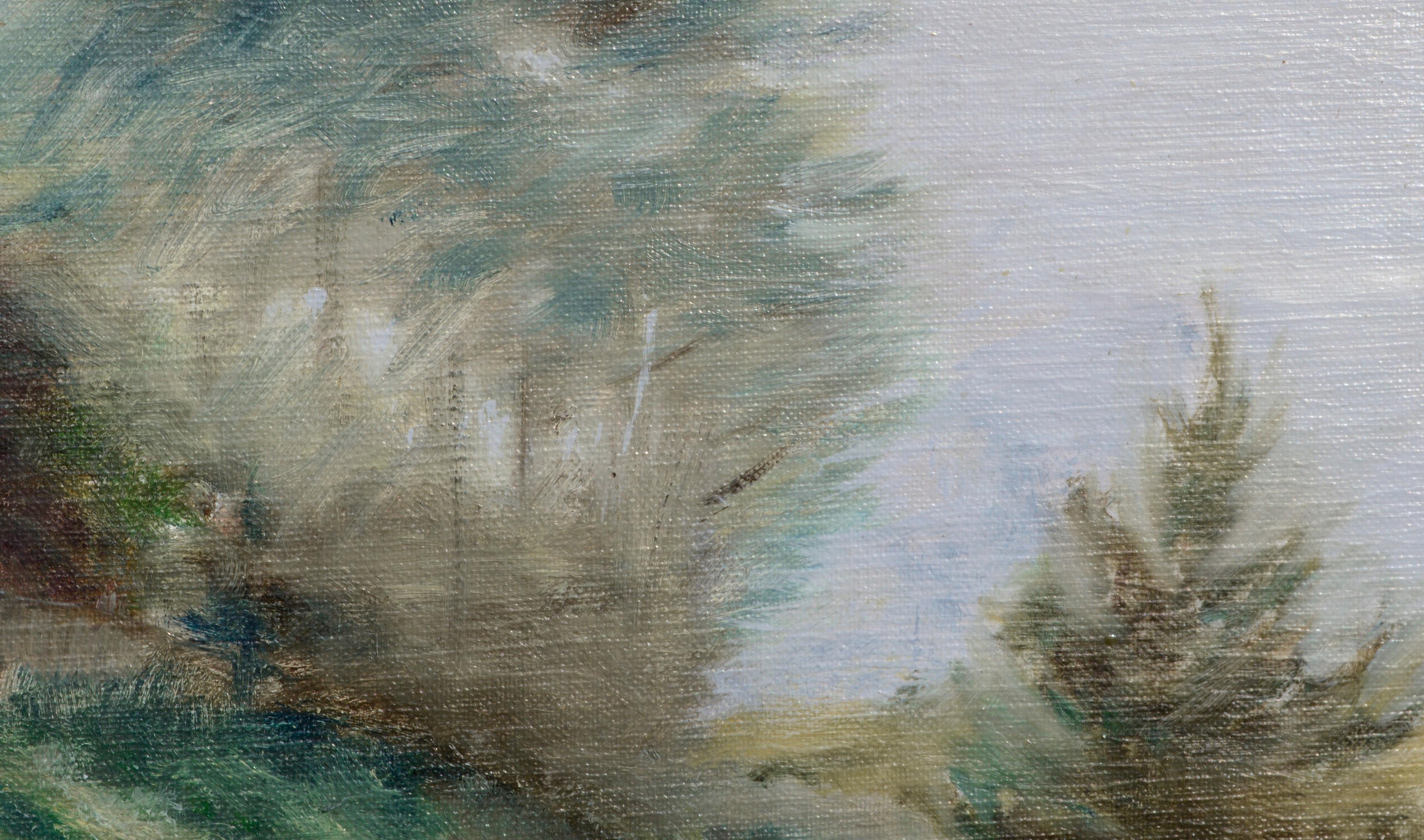 Paysage Hillside - Marron Landscape Painting par Unknown