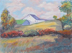 Mid Century Landscape -- Hilltop Barn in Autumn