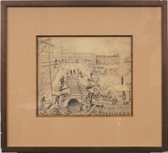 Edificio topográfico histórico Sistema de trenes subterráneos de Nueva York Dibujo de paisaje