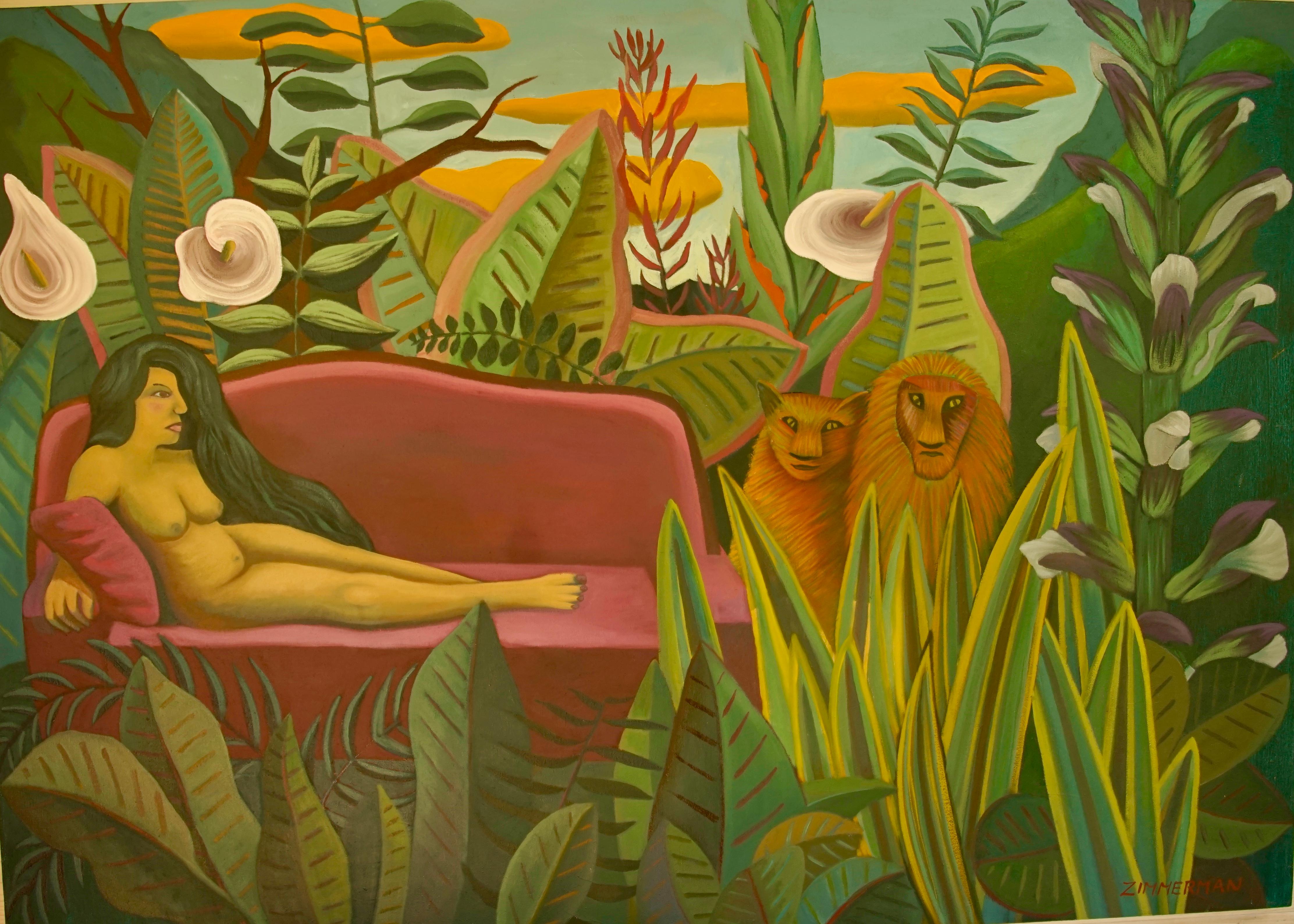 Unknown Animal Painting - Homage to Rousseau - Nude Painting - Contemporary Art By Marc Zimmerman