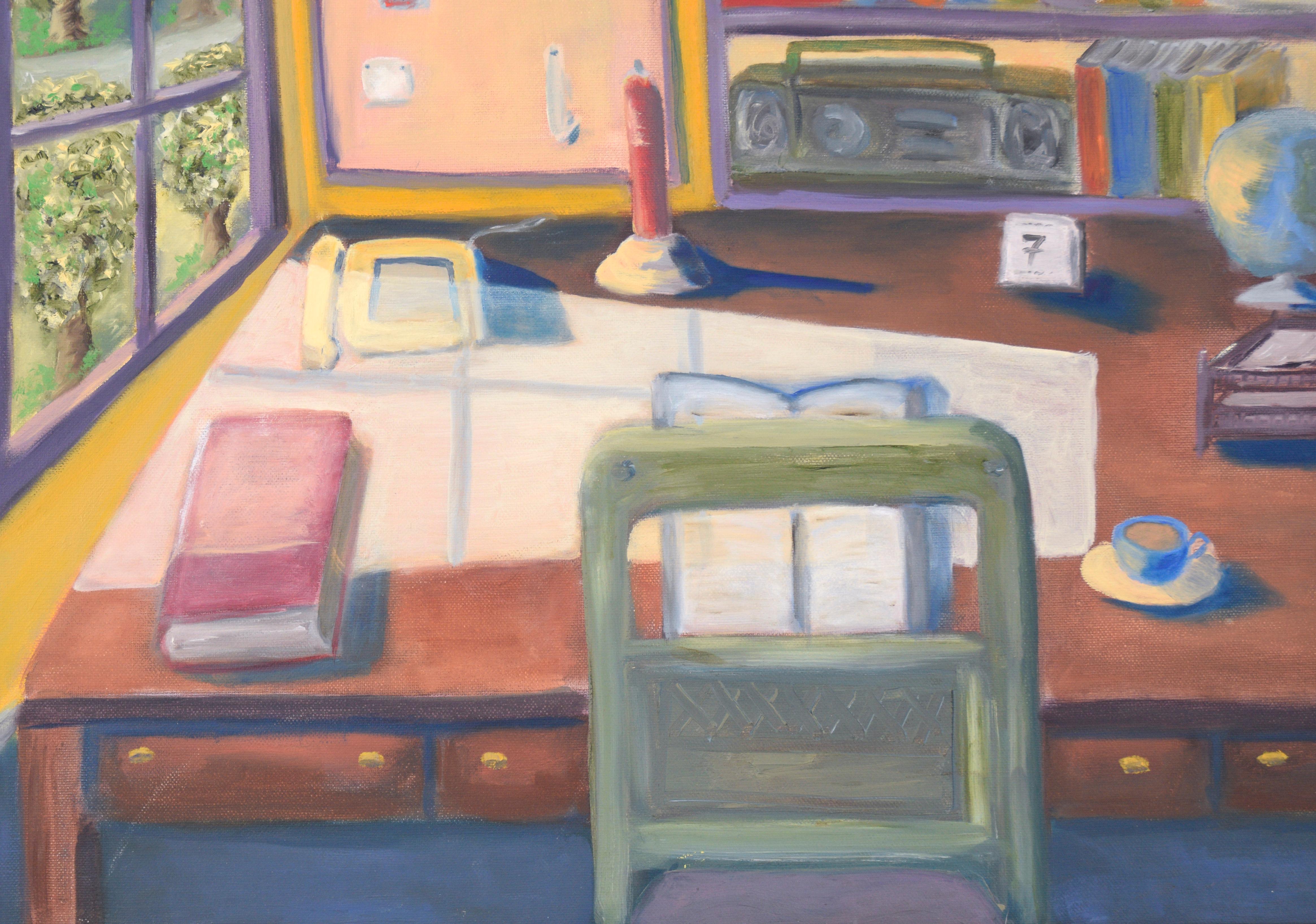 Home Office Interior - Contemporary Painting by Unknown