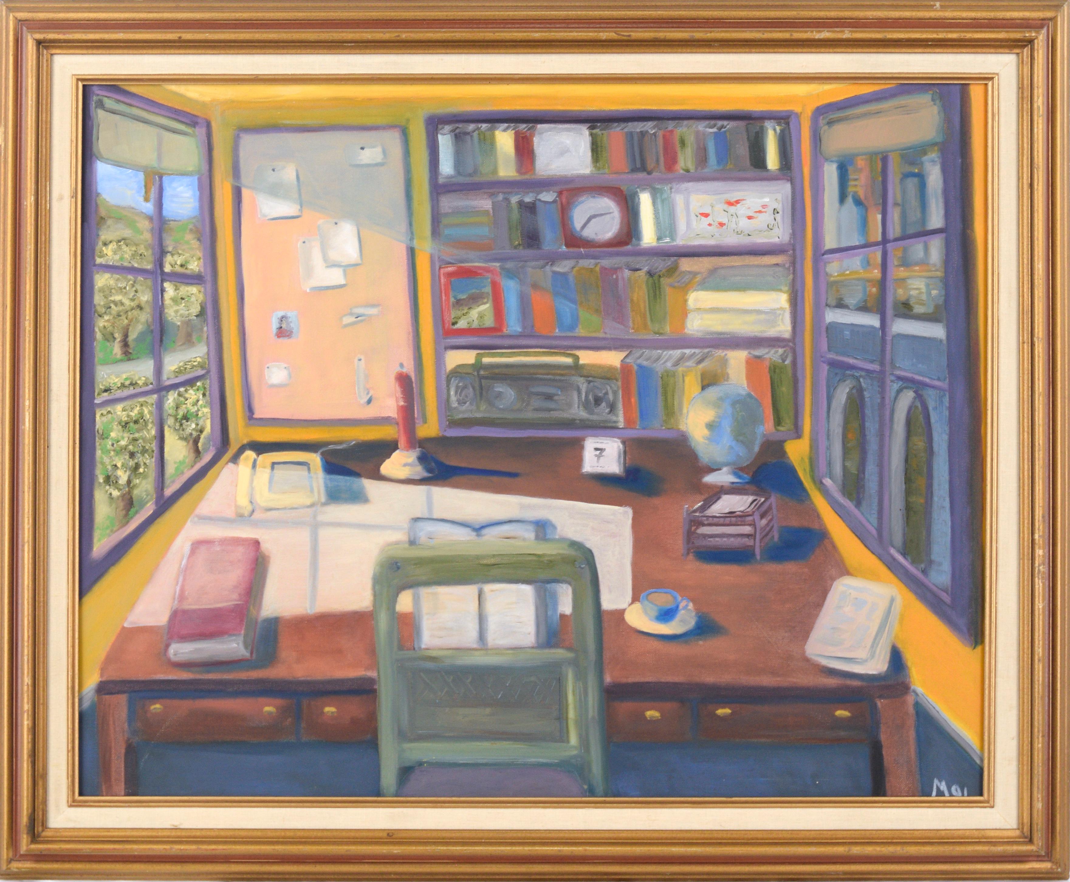 Unknown Still-Life Painting - Home Office Interior