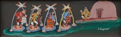 Vintage Hopi Dancers Acrylic on Paper Figurative