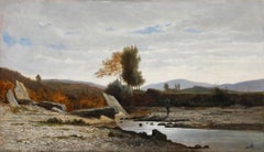 Horace Antione Fonville (1832-1914) - Framed Oil, Angler on the Rocky Riverbed
