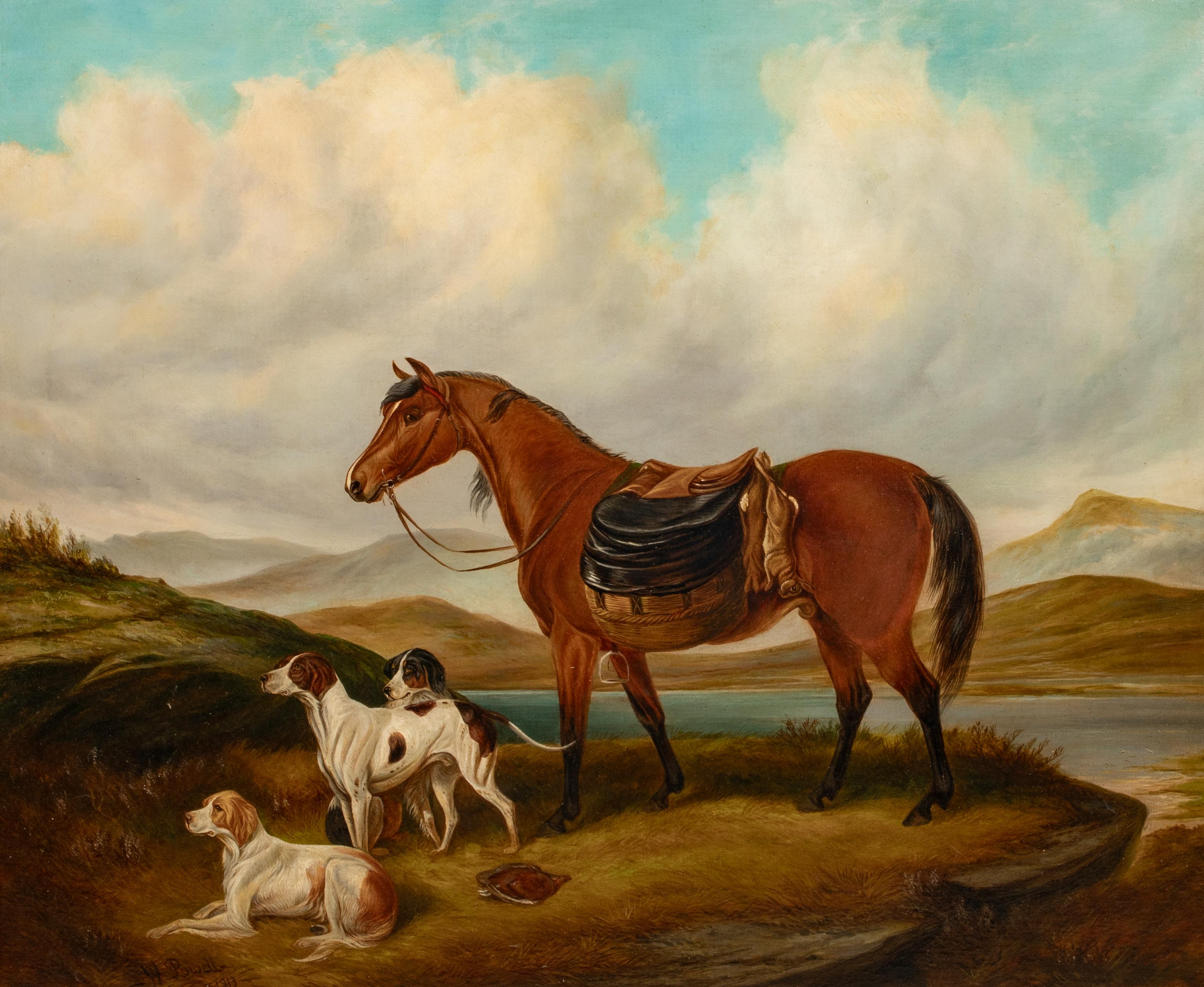 Horse and Dogs in a Highland Landscape, dated 1913

by William E. POWELL (1878-1955)  

Large 1913 Scottish Highland scene of a horse and hounds in a landscape, oil on canvas by William Powell. Excellent quality and condition, signed and dated.